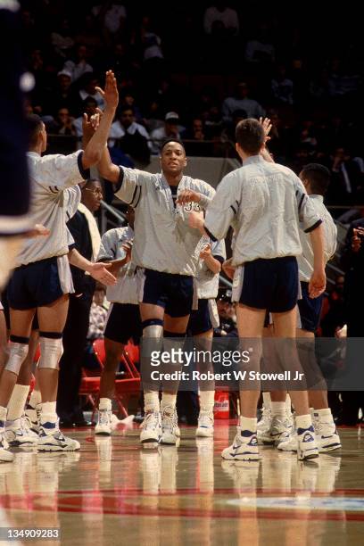 Georgetown's Alonzo Mourning is introduced during a game against the University of Connecticut, Hartford CT 1990.