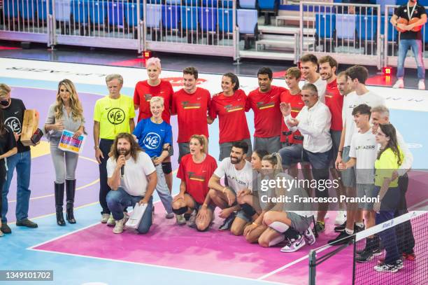 Volleyball players take a photo during the WEmbrace Sport a charity event organized by Bebe Vio and art4sport to promote integrated sport between...
