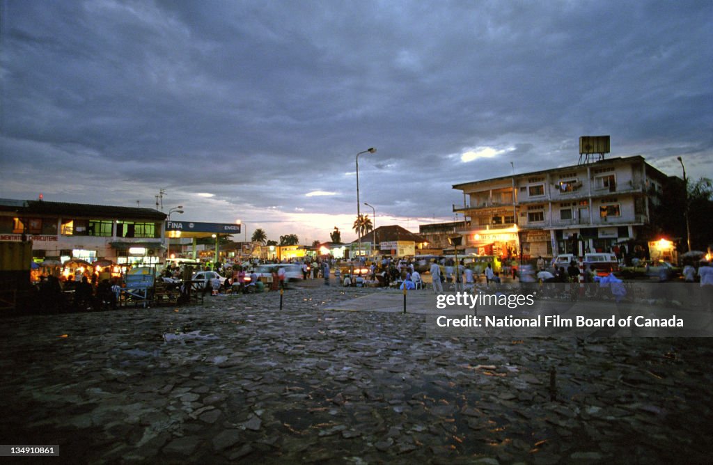 A Plaza At Night In Kinshasa