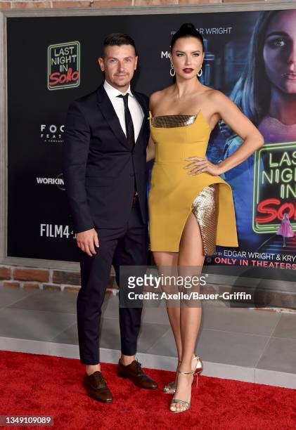 Andre L III and Adriana Lima attend Focus Features' Los Angeles Premiere of "Last Night In Soho" at Academy Museum of Motion Pictures on October 25,...