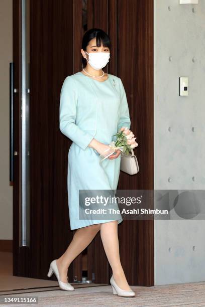 Princess Mako of Akishino is seen on departure at the Akasaka Estate on October 26, 2021 in Tokyo, Japan. Following the wedding with commoner Kei...