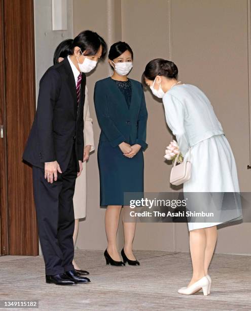 Princess Mako of Akishino is seen off by Crown Prince Fumihito, Crown Prince Akishino, Crown Princess Kiko of Akishino and Princess Kako of Akishino...