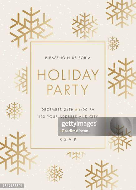 holiday party invitation with snowflake. - invitation 幅插畫檔、美工圖案、卡通及圖標