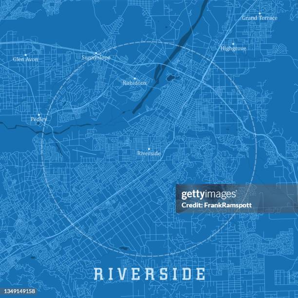 ilustraciones, imágenes clip art, dibujos animados e iconos de stock de riverside ca city vector road map texto azul - no war riverside