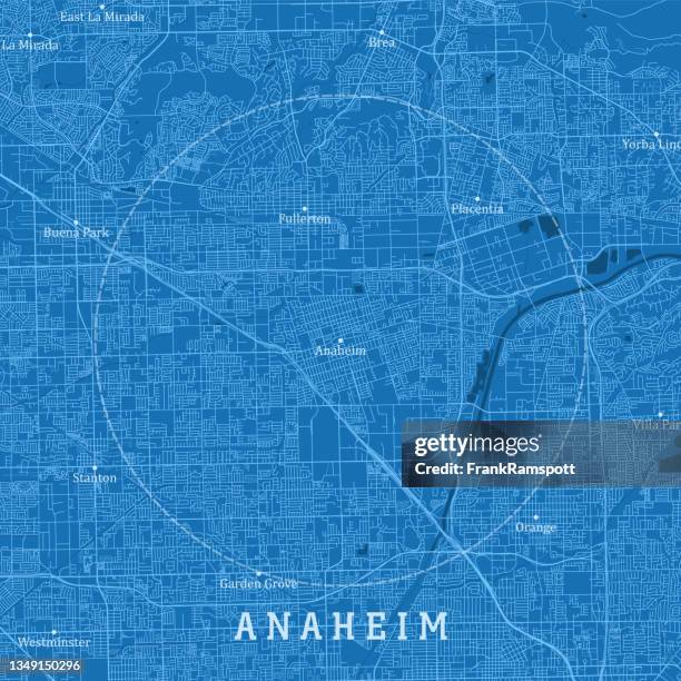 ilustrações, clipart, desenhos animados e ícones de anaheim ca city vector road map blue text - anaheim california