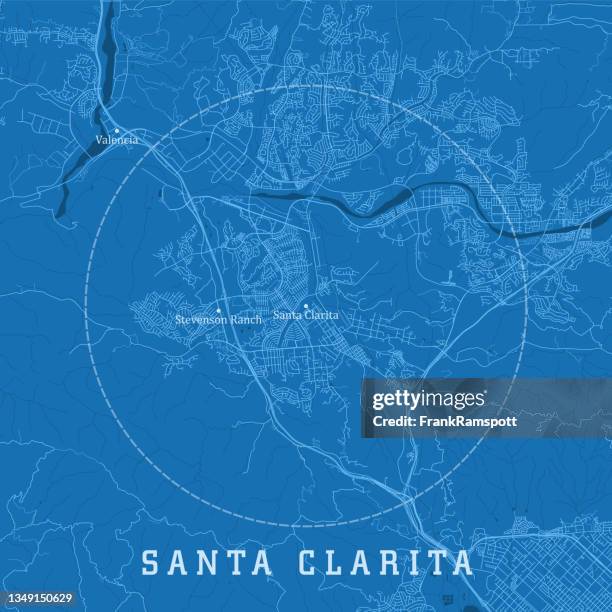 santa clarita ca city vector road map blue text - santa clarita 幅插畫檔、美工圖案、卡通及圖標