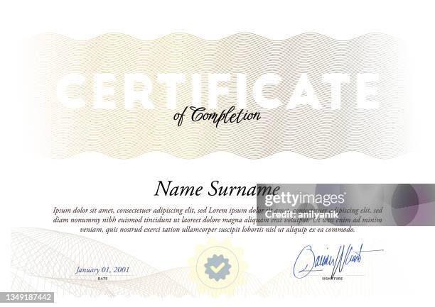 certificate of completion - vintage stock certificate stock illustrations