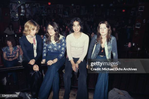 American groupie Lori Mattix among a group of female clubbers at the Whisky a Go Go, a nightclub on Sunset Boulevard in West Hollywood, California,...