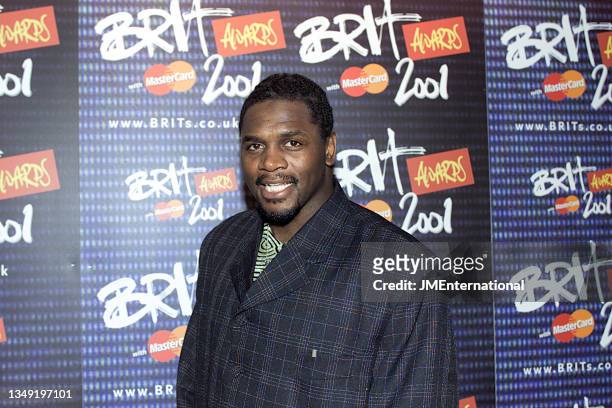 Audley Harrison attends The 21st BRIT Awards with Mastercard, Earls Court 2, London, UK, Monday 26 February 2001.