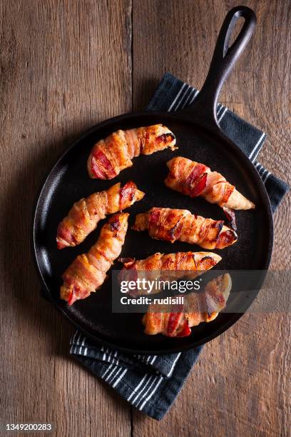 bacon chicken tenderloins - food covered stock pictures, royalty-free photos & images