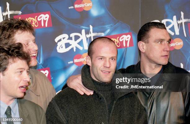 Dexter Fletcher, Jason Flemyng, Jason Statham and Vinnie Jones attend The 19th BRIT Awards 1999 Nominations Launch, CafÈ De Paris, London, UK,...