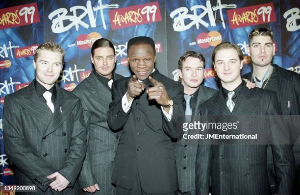 Boyzone and Chris Eubank attend The 19th BRIT Awards 1999 with Mastercard, London Arena, London, UK, Tuesday 16 February 1999.