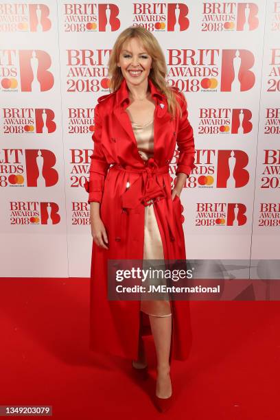 Kylie Minogue attends The BRIT Awards 2018 Red Carpet, The O2, London, UK, Wednesday 21 Feb 2018.