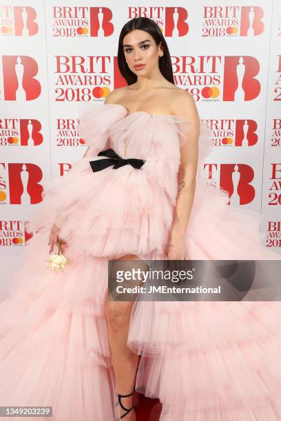 Dua Lipa attends The BRIT Awards 2018 Red Carpet, The O2, London, UK, Wednesday 21 Feb 2018.