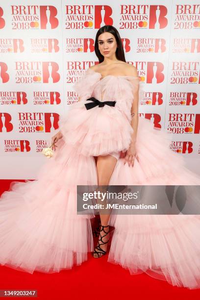 Dua Lipa attends The BRIT Awards 2018 Red Carpet, The O2, London, UK, Wednesday 21 Feb 2018.