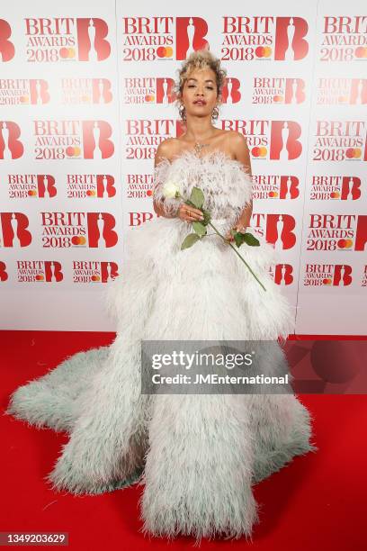 Rita Ora attends The BRIT Awards 2018 Red Carpet, The O2, London, UK, Wednesday 21 Feb 2018.