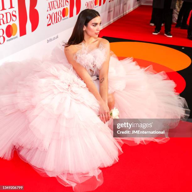 Dua Lipa attends The BRIT Awards 2018 Red Carpet, The O2, London, UK, Wednesday 21 Feb 2018.