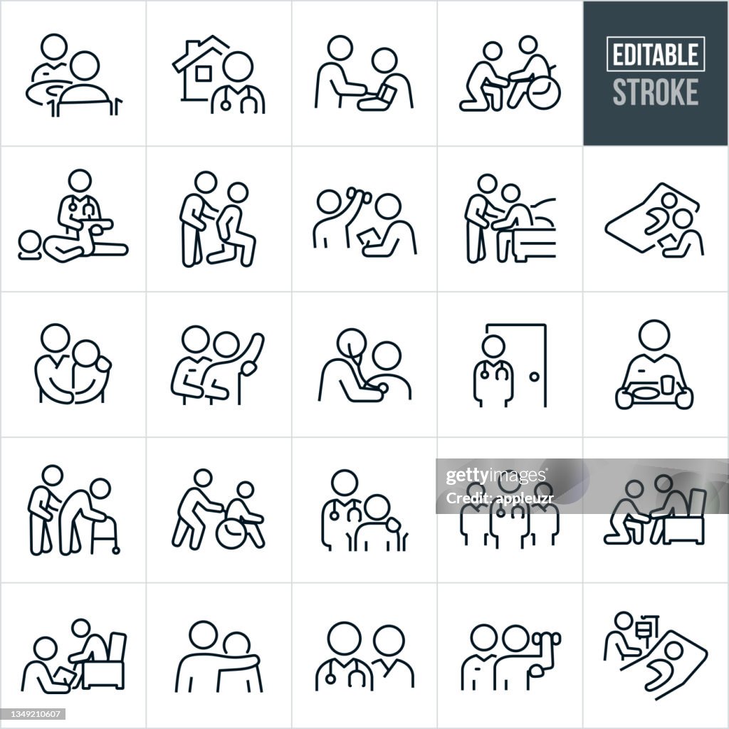 Home Health Care Thin Line Icons - Editable Stroke