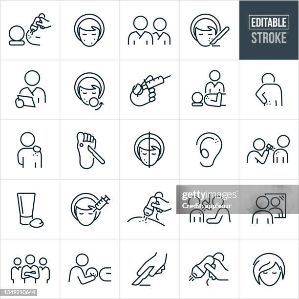 dermatology thin line icons - editable stroke - human face outline stock illustrations