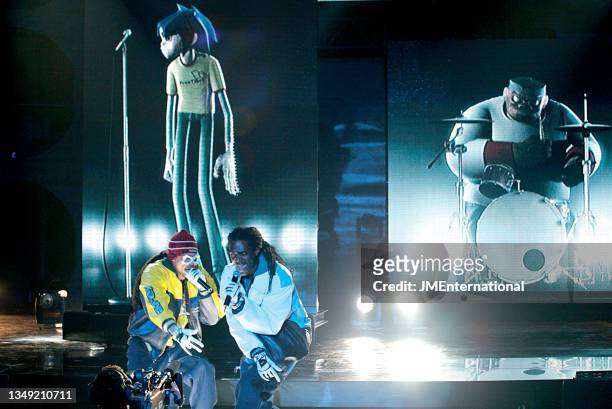 Gorillaz performing 'Clint Eastwood' during, The 22nd BRIT Awards Show, Earls Court 2, London, UK, Wednesday 20 February 2002.