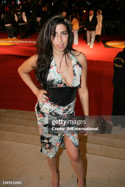 Amy Winehouse poses on the red carpet during The 25th BRIT Awards 2005 with Mastercard, Earls Court Exhibition Centre, London, UK, Wednesday 09...