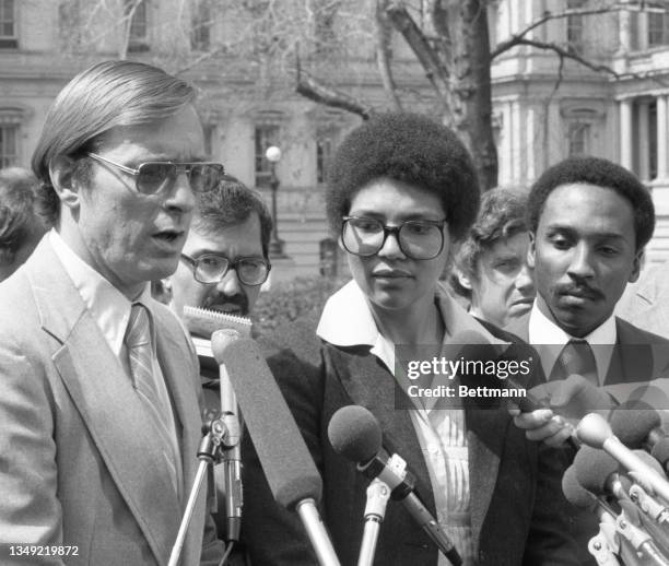 Representatives of the U.S. Olympic Committee's Athletes Advisory council speak to reporters at the White House after meeting with Administration...