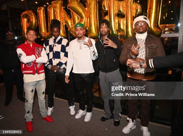 Lil Duke, Taurus, YK Osiris, Young Thug, G Herbo, 21 Savage and Gunna attend a dinner celebrating Young Thug's album "Punk" on October 25, 2021 in...