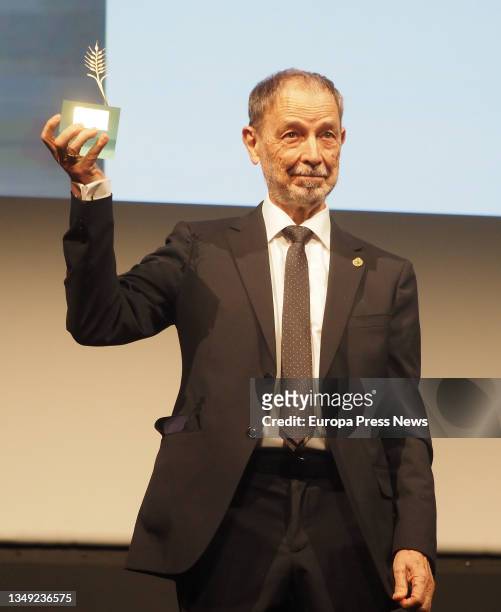 Actor Jose Luis Alcaine receives the Espiga de Honor of the festival during the Spanish cinema gala in the 66th edition of the Seminci, Semana...