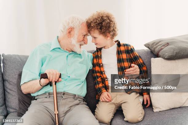 grandparents and grandson playing at home - neefje stockfoto's en -beelden