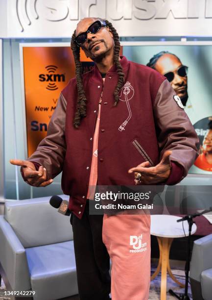 Snoop Dogg visits SiriusXM's Rock The Bells Radio at The SiriusXM Studios on October 26, 2021 in New York City.