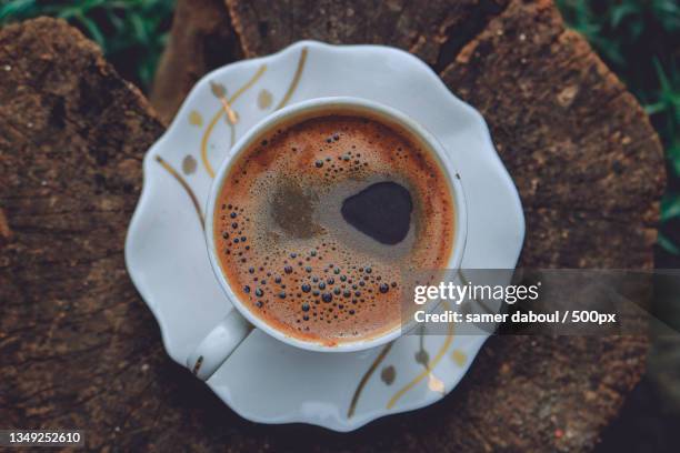 high angle view of coffee on table,syria - turkish coffee fotografías e imágenes de stock