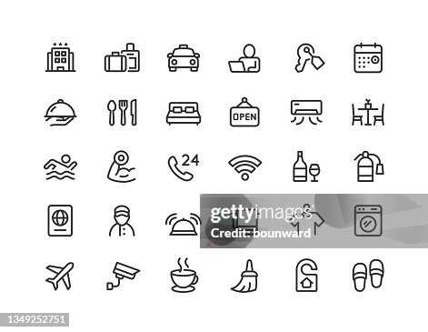 Iconos de línea de hotel Trazo editable Iconos de línea de hotel Trazo editable