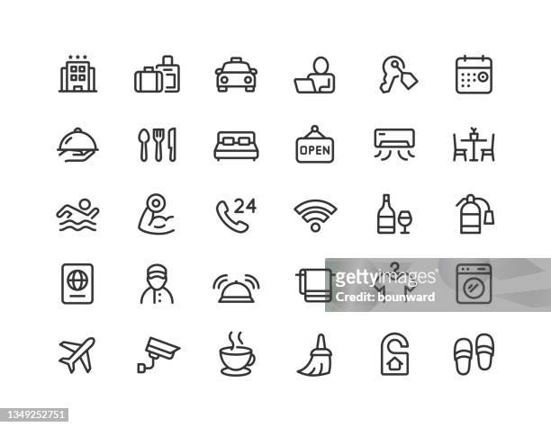 hotel line icons editable stroke - hotel stock illustrations