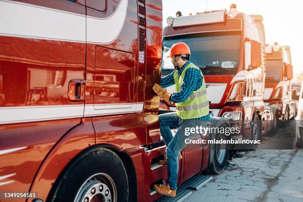 truck driver man - passenger cabin stock pictures, royalty-free photos & images