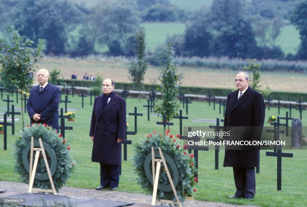 Helmut Kohl And Francois Mitterrand In Verdun