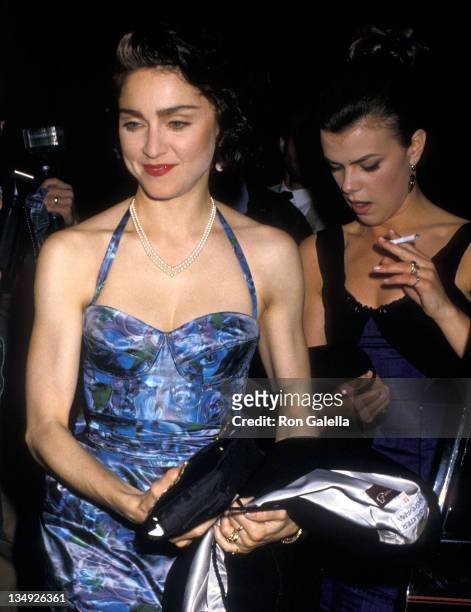 Singer Madonna and makeup artist Debi Mazar attend the "Speed-the-Plow" Broadway Play Opening Night Performance on May 3, 1988 at the Royale Theatre...