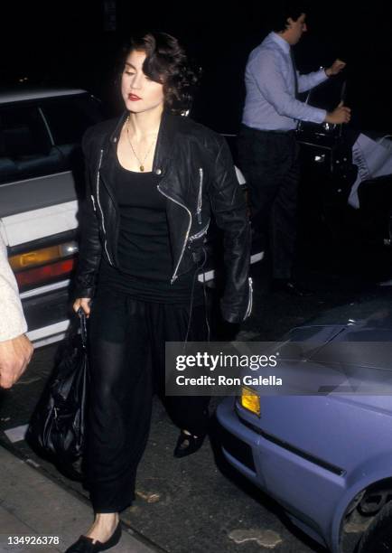 Singer Madonna returns home after her performance in the Broadway play "Speed-the-Plow" at the Royale Theatre on May 14, 1988 at Madonna's apartment,...