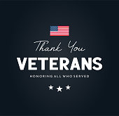 Thank You Veterans background. Veterans Day. Honoring all who served. Vector
