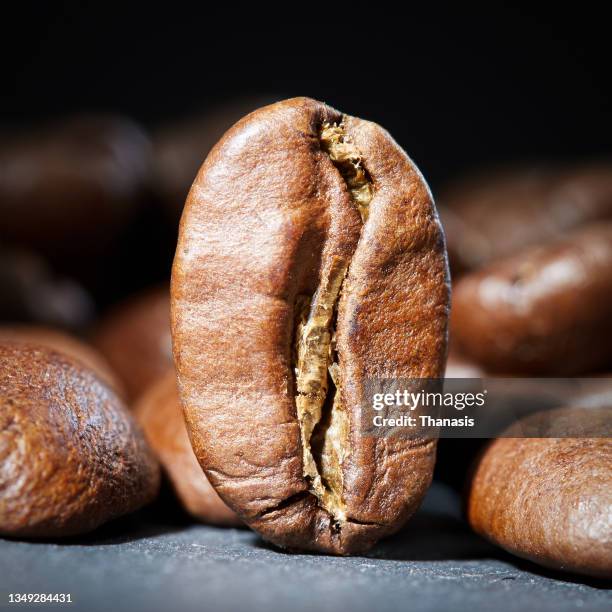 coffee bean close-up - rohe kaffeebohne stock-fotos und bilder