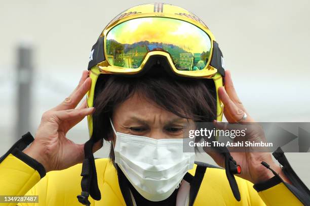 Noriaki Kasai reacts after competing in the Men's event during the 100th All Japan Ski Championship - Ski Jumping Normal Hill at Miyanomori Jump...