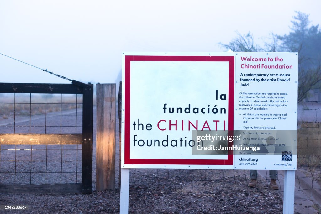 Marfa, TX: Sign at Entrance to Chinati Foundation
