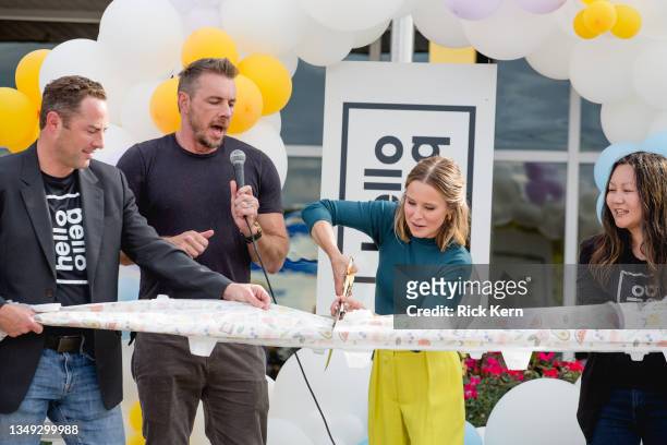 Jay McGraw, Dax Shepard, Kristen Bell, and Jennifer Pullen attend the grand opening of Hello Bello’s first wholly-owned U.S. Diaper distribution and...