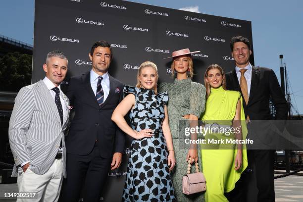 Delta Goodrem, Anthony Minichiello, Emma Freedman, Kate Waterhouse, John Eales and Corey Brown attend a Melbourne Cup media call on October 27, 2021...