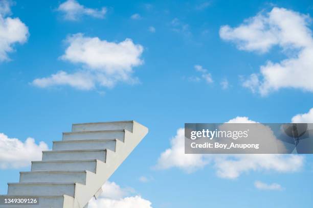 a white staircase to the sky with blue sky background. - stairway heaven stock pictures, royalty-free photos & images