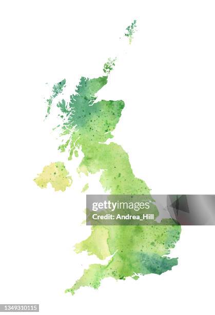 united kingdom map watercolor painting. raster illustration. - scotland stock illustrations stock illustrations