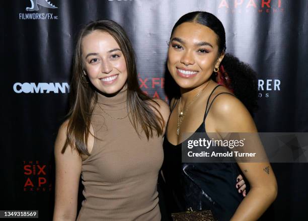 Sarah Kane and Sofia Bryant attend the opening night of The Six Feet Apart Experiment at The Landmark on October 26, 2021 in Los Angeles, California.