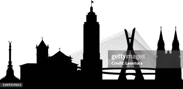stockillustraties, clipart, cartoons en iconen met são paulo skyline silhouette (all buildings are complete and moveable) - internationaal monument
