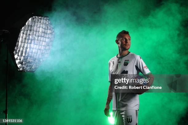 Alessandro Diamanti of Western United poses during a Western United A-League Men's portrait session at The Hangar on October 27, 2021 in Melbourne,...