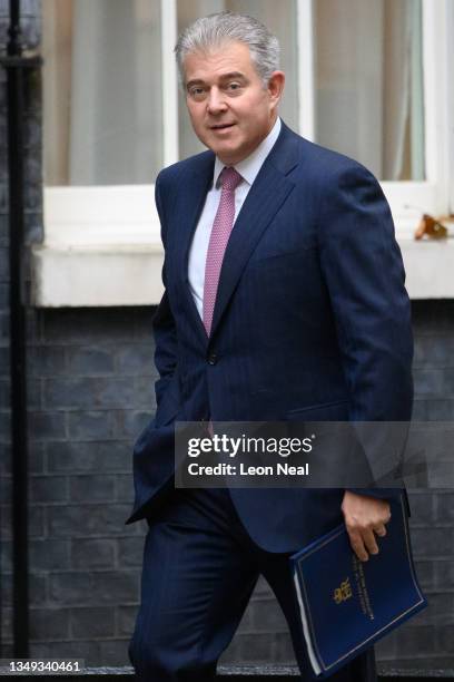 Northern Ireland Secretary Brandon Lewis arrives ahead of the weekly Cabinet meeting at Downing Street on October 27, 2021 in London, England. Later...