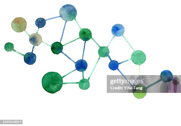 colourful circles linked together on white paper background - science white background bildbanksfoton och bilder